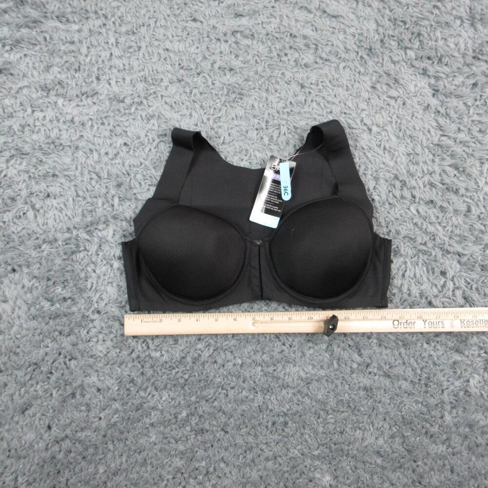 Bali Double Support Bra Womens 36C Black Front Closure Lightly Lined T-Shirt NWT